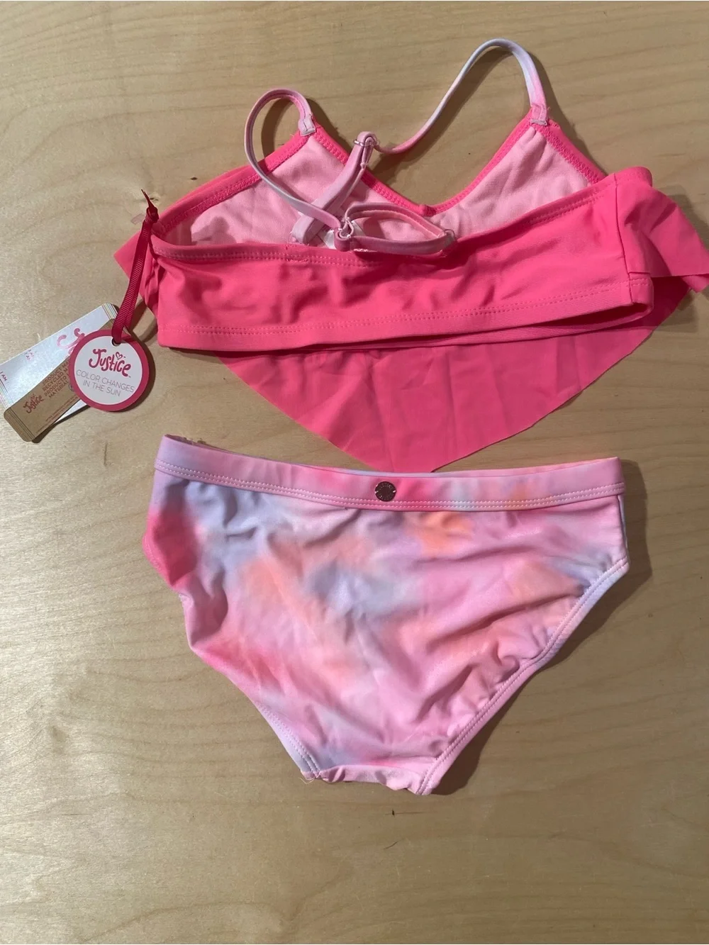 Justice Pink Girls Swim Set Top and Bottom 10 (RG)